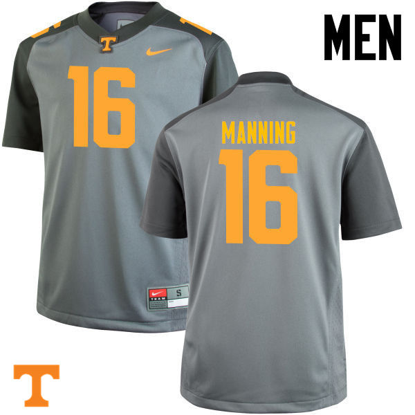 Men #16 Peyton Manning Tennessee Volunteers College Football Jerseys-Gray - Click Image to Close